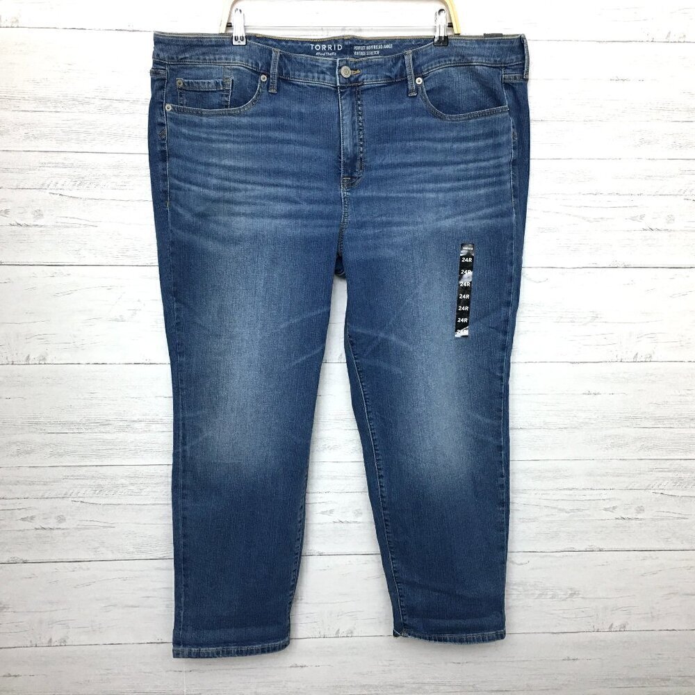 NEW Torrid Women's Jeans Perfect Boyfriend Ankle Stretch size 24 length 28"